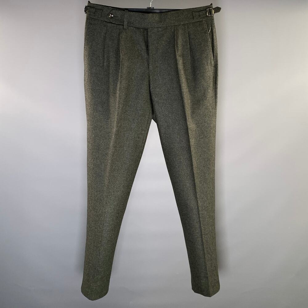 VITALE BARBERIS CANONICO Size 34 Dark Grey Pleated Wool Dress Pants
